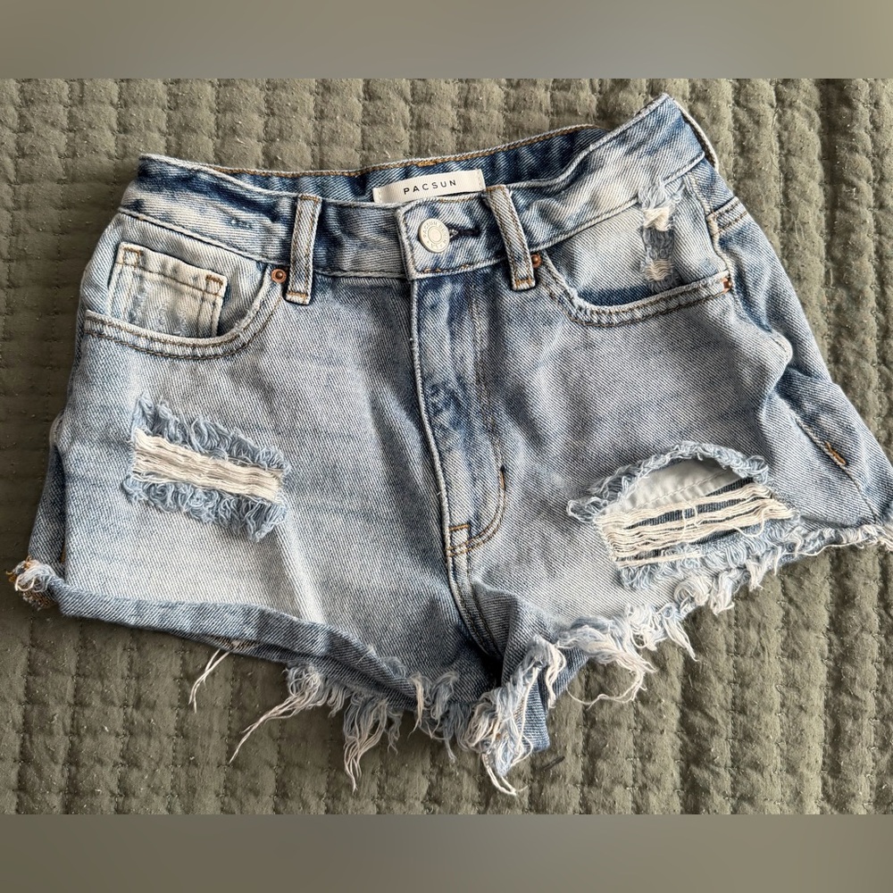 PacSun High Rise Festival Ripped Jean Shorts